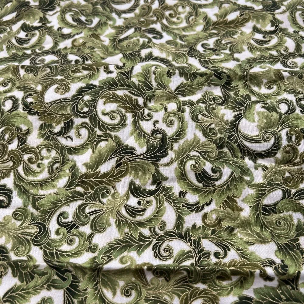 Peggy Toole Robert Kaufman Cotton Quilting Fabric Green Florentine 1/2 Yd X 42